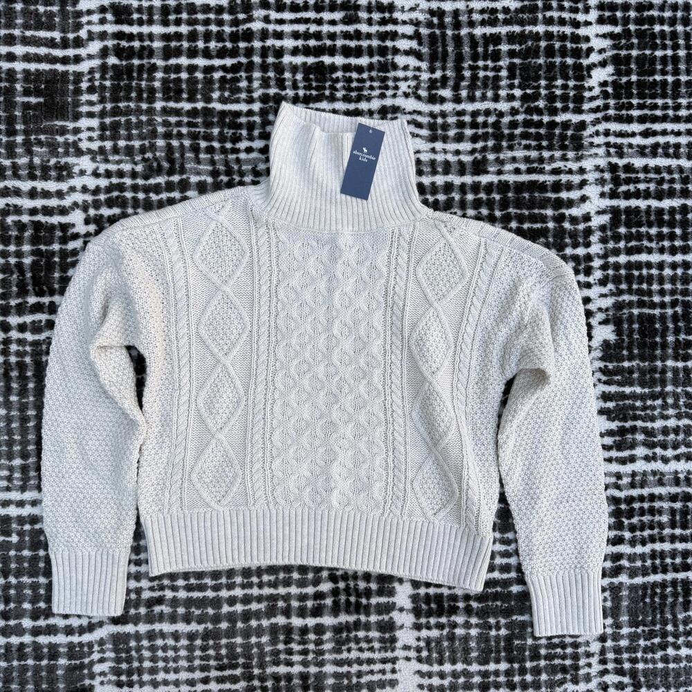 Abercrombie Kids Cream Cable Knit Turtleneck Sweater Size 11/12